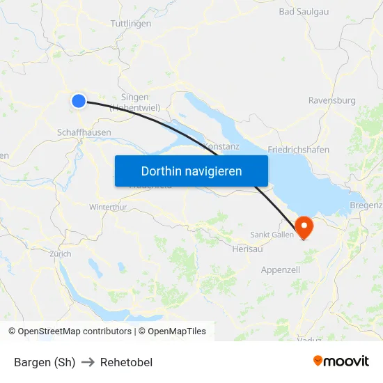 Bargen (Sh) to Rehetobel map