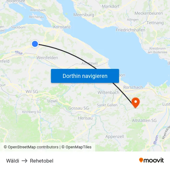 Wäldi to Rehetobel map