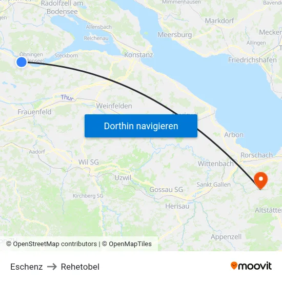 Eschenz to Rehetobel map