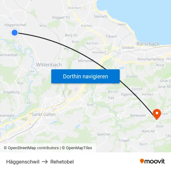 Häggenschwil to Rehetobel map
