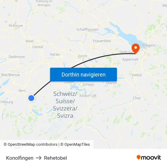 Konolfingen to Rehetobel map