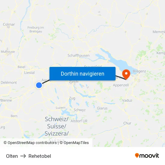 Olten to Rehetobel map