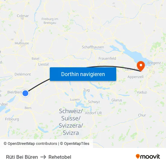Rüti Bei Büren to Rehetobel map
