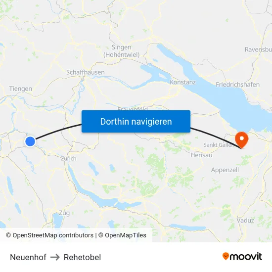 Neuenhof to Rehetobel map