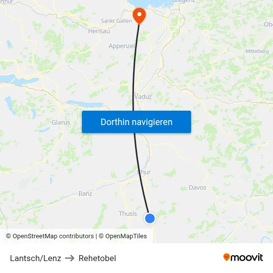 Lantsch/Lenz to Rehetobel map