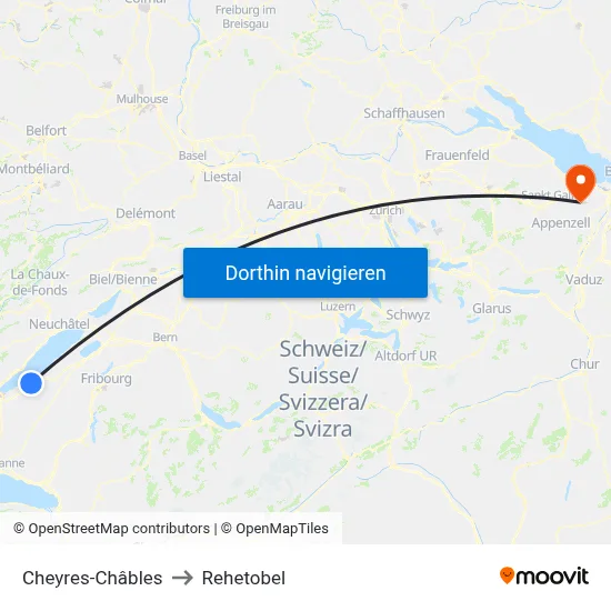 Cheyres-Châbles to Rehetobel map