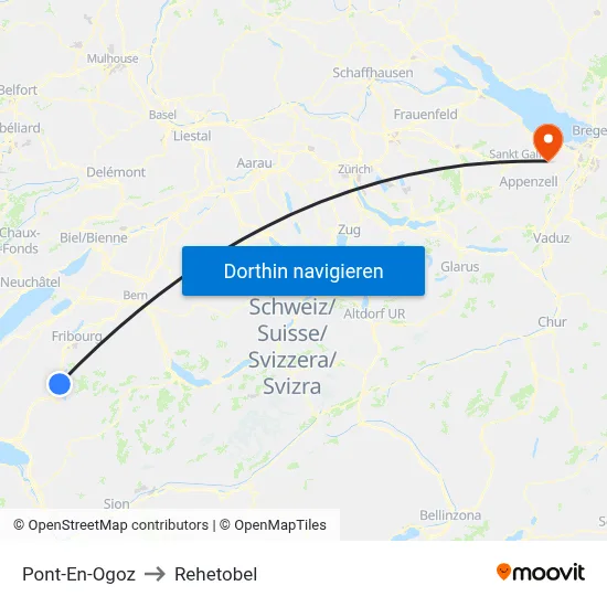 Pont-En-Ogoz to Rehetobel map