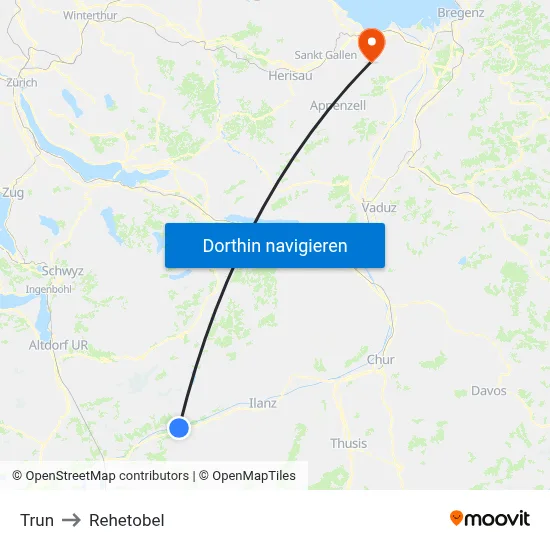 Trun to Rehetobel map
