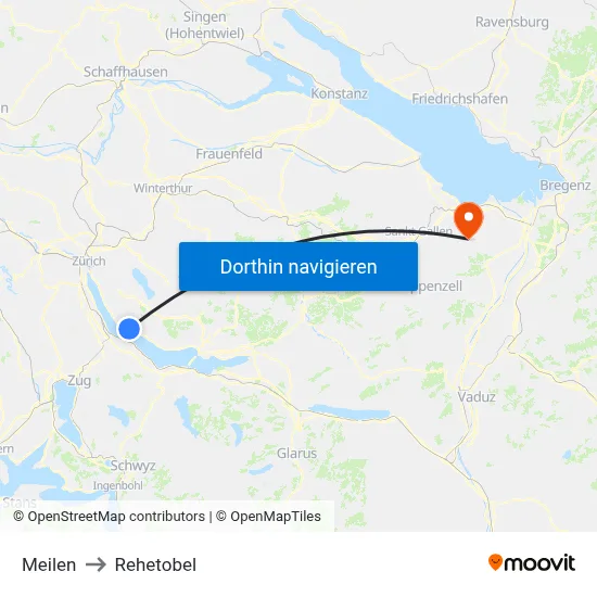 Meilen to Rehetobel map