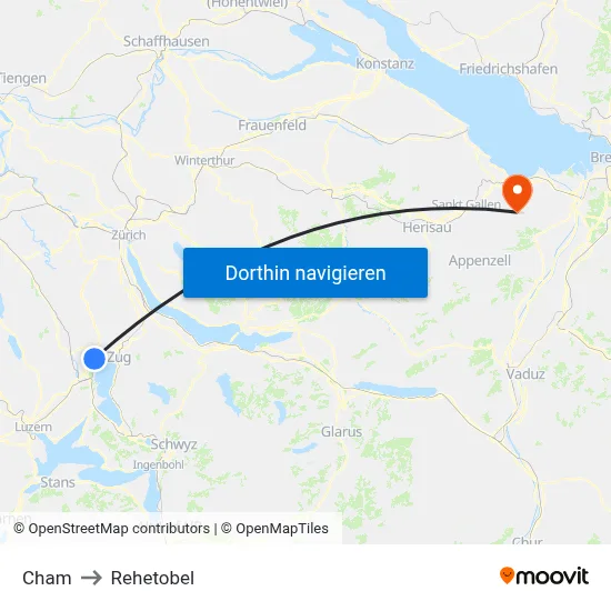 Cham to Rehetobel map