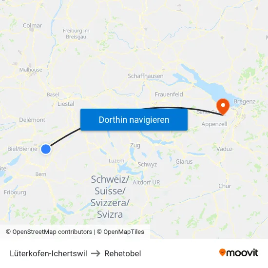 Lüterkofen-Ichertswil to Rehetobel map