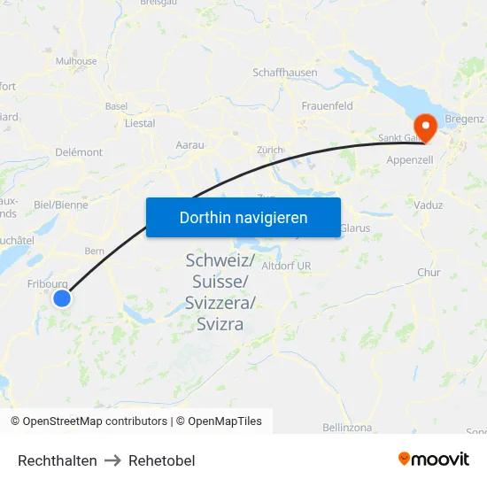 Rechthalten to Rehetobel map