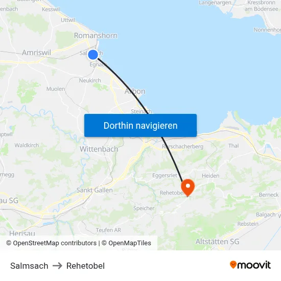 Salmsach to Rehetobel map