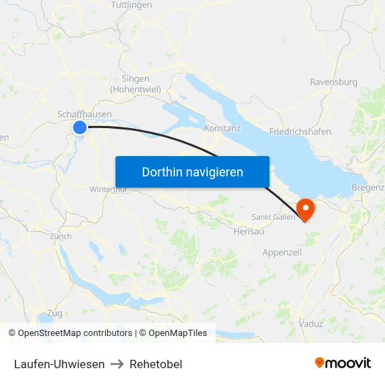 Laufen-Uhwiesen to Rehetobel map
