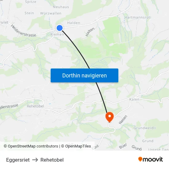 Eggersriet to Rehetobel map