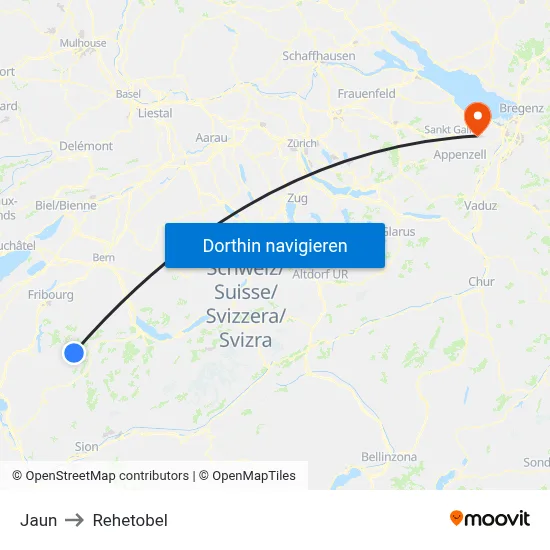Jaun to Rehetobel map