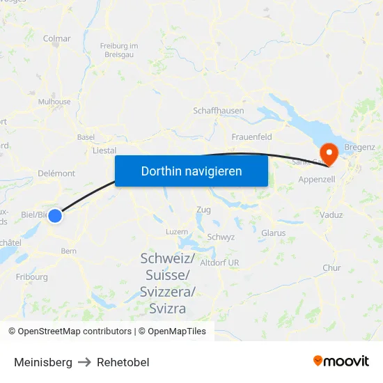 Meinisberg to Rehetobel map