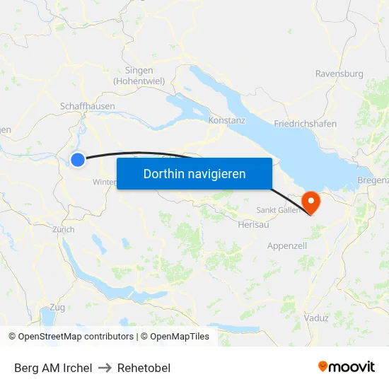 Berg AM Irchel to Rehetobel map