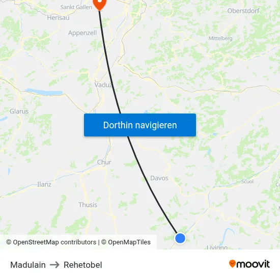 Madulain to Rehetobel map