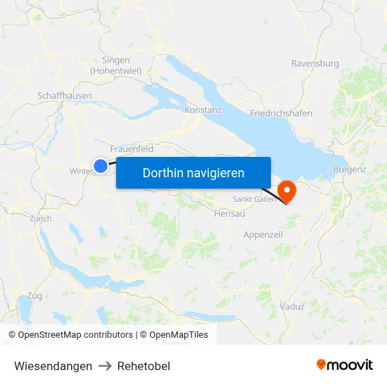 Wiesendangen to Rehetobel map