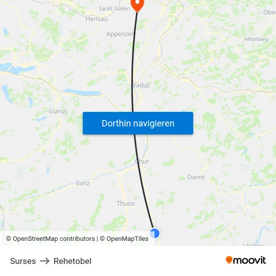 Surses to Rehetobel map