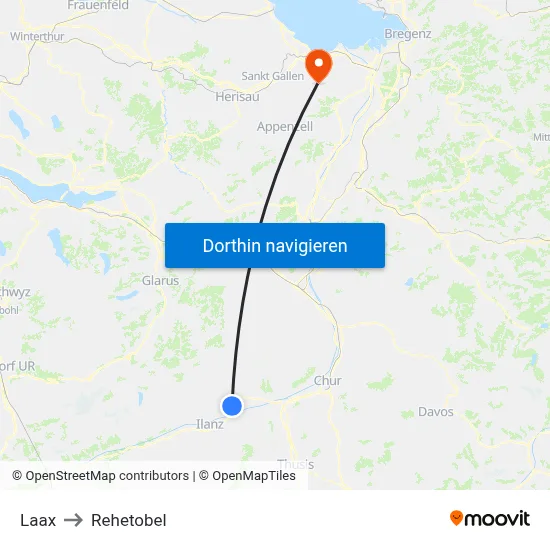 Laax to Rehetobel map