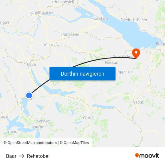 Baar to Rehetobel map