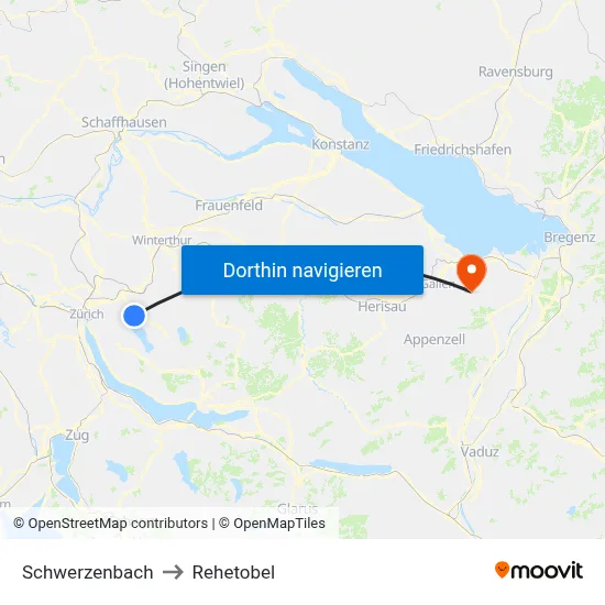 Schwerzenbach to Rehetobel map