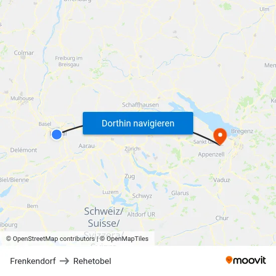 Frenkendorf to Rehetobel map