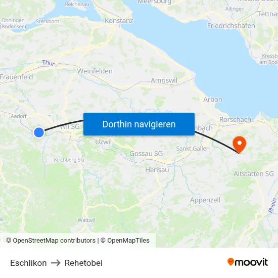 Eschlikon to Rehetobel map