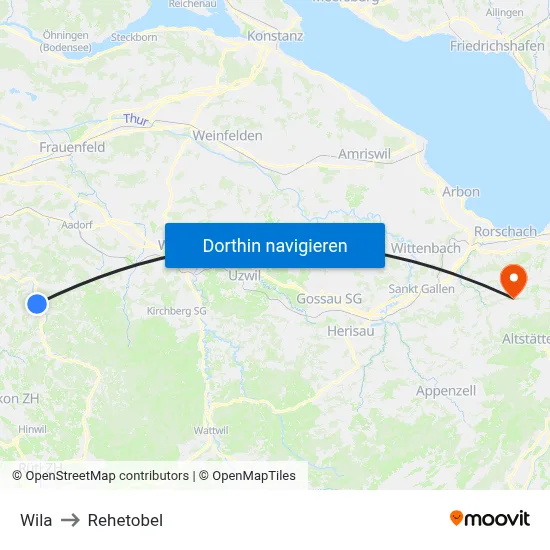 Wila to Rehetobel map