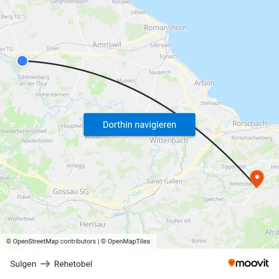 Sulgen to Rehetobel map