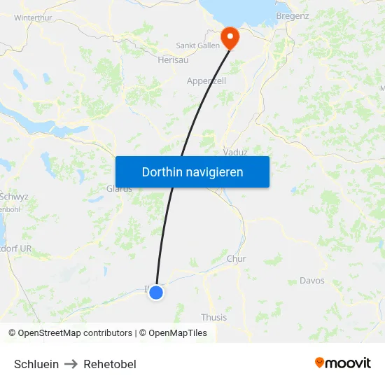 Schluein to Rehetobel map