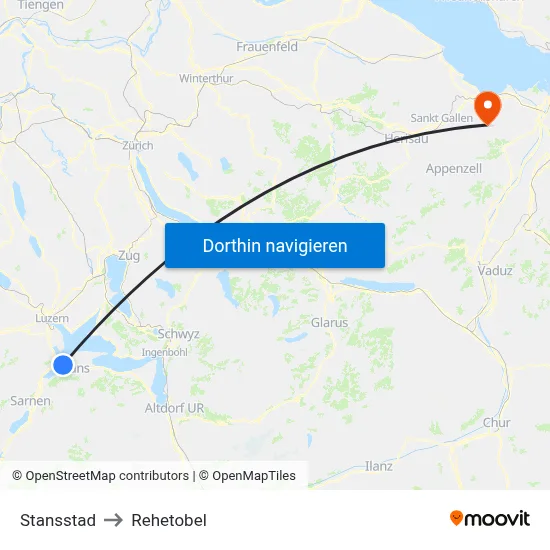 Stansstad to Rehetobel map