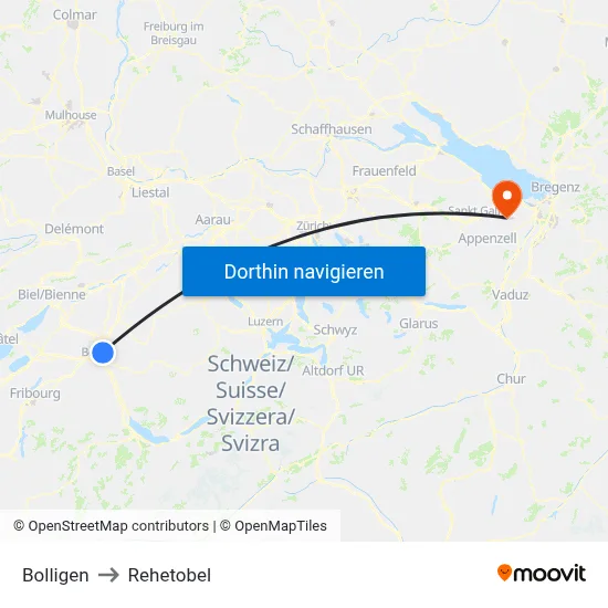 Bolligen to Rehetobel map