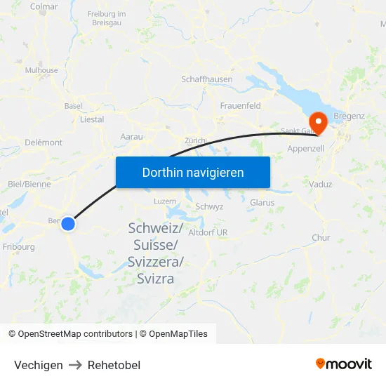Vechigen to Rehetobel map