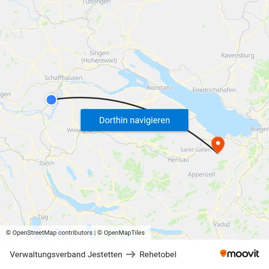 Verwaltungsverband Jestetten to Rehetobel map