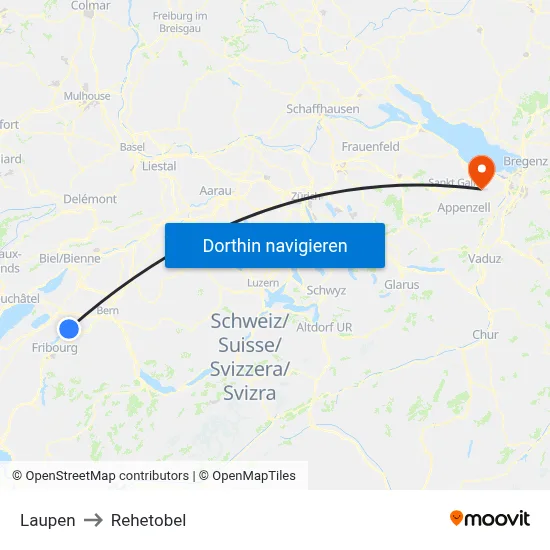 Laupen to Rehetobel map