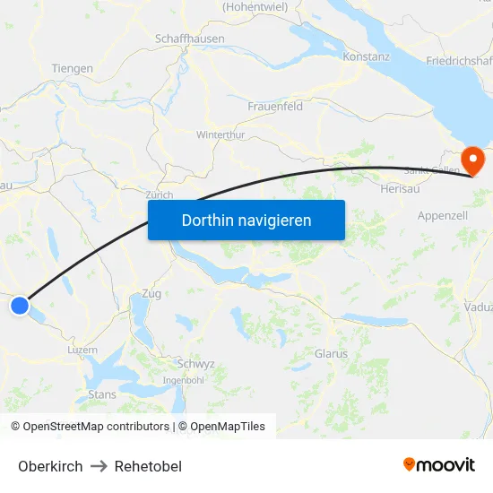 Oberkirch to Rehetobel map