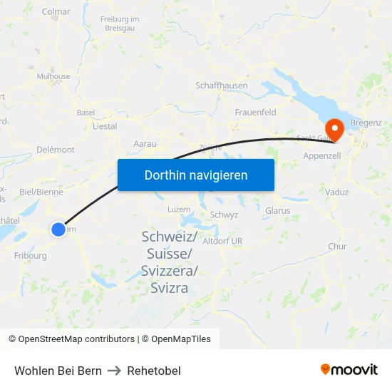 Wohlen Bei Bern to Rehetobel map