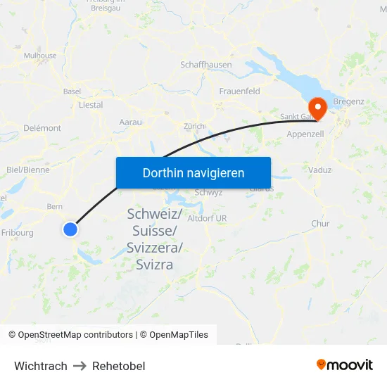 Wichtrach to Rehetobel map