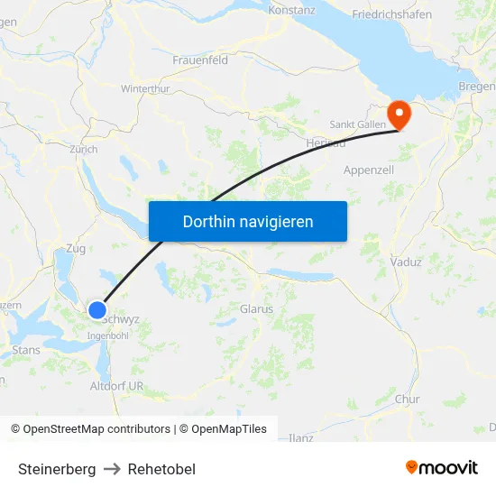 Steinerberg to Rehetobel map