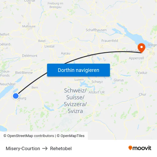 Misery-Courtion to Rehetobel map