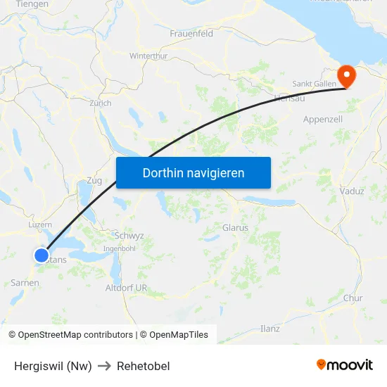 Hergiswil (Nw) to Rehetobel map
