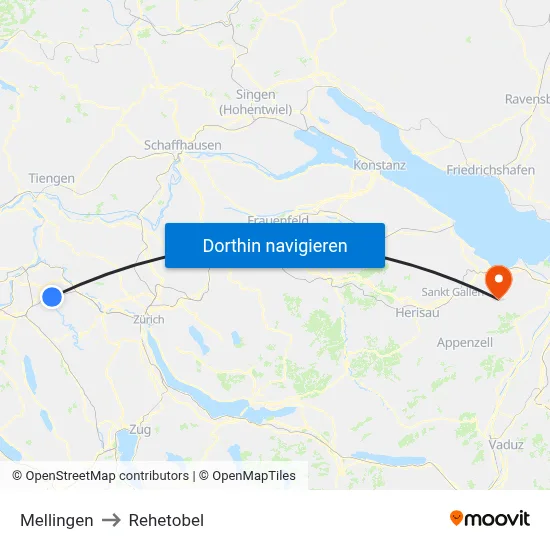 Mellingen to Rehetobel map