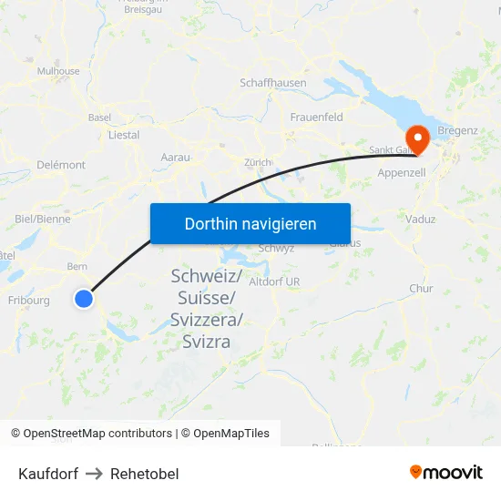 Kaufdorf to Rehetobel map