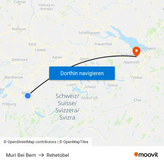 Muri Bei Bern to Rehetobel map