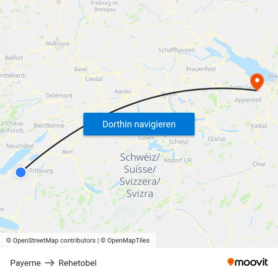 Payerne to Rehetobel map