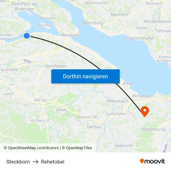 Steckborn to Rehetobel map