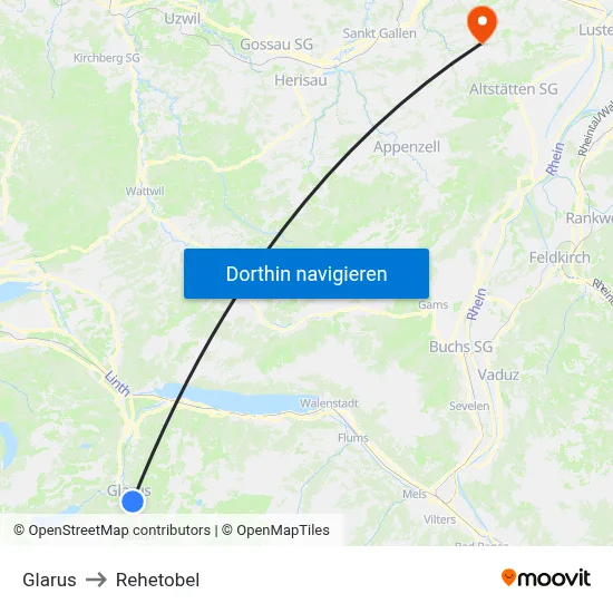 Glarus to Rehetobel map